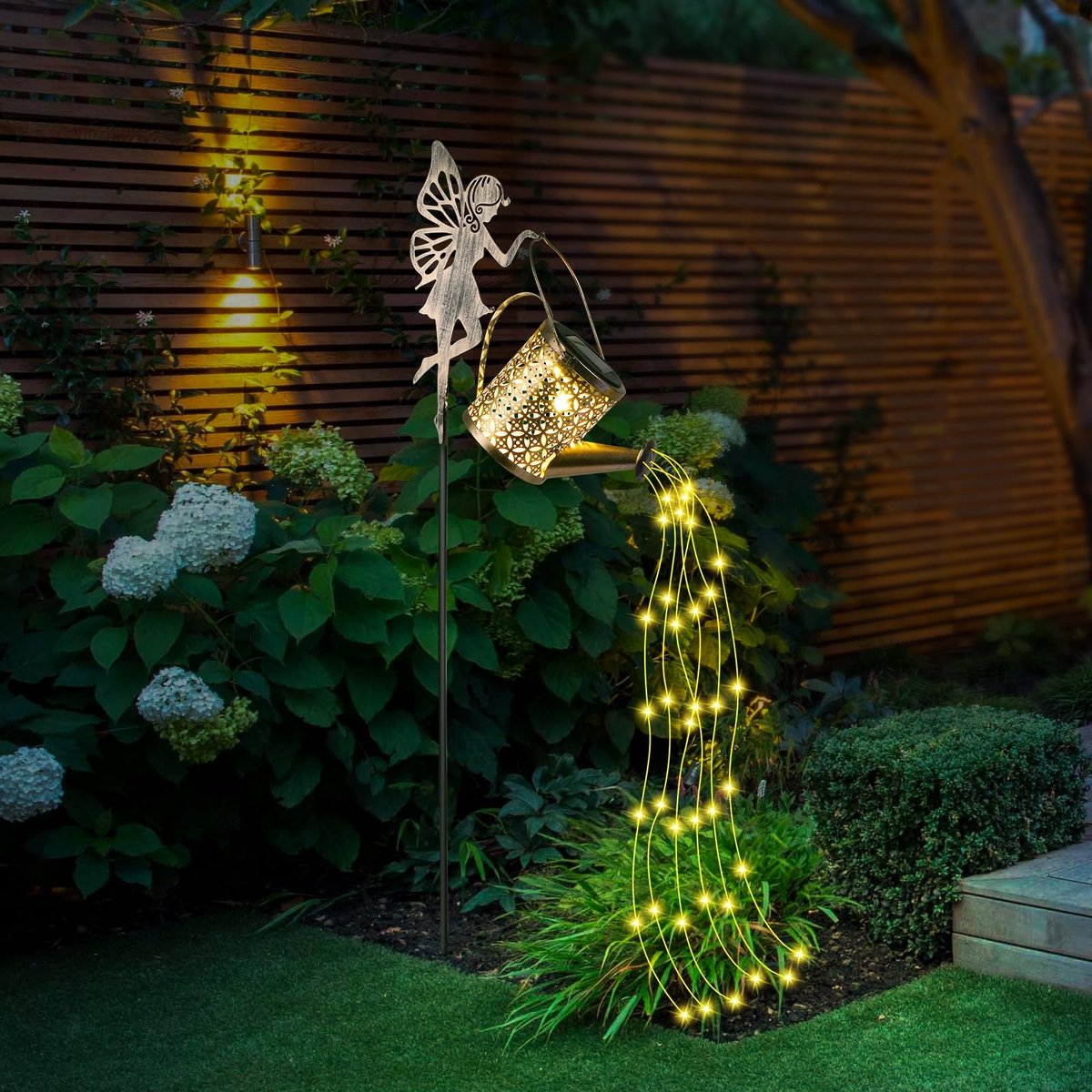 Omgoods - LED Solar Waterkan Lichten met Shepherd Hook voor Tuin Decoratie