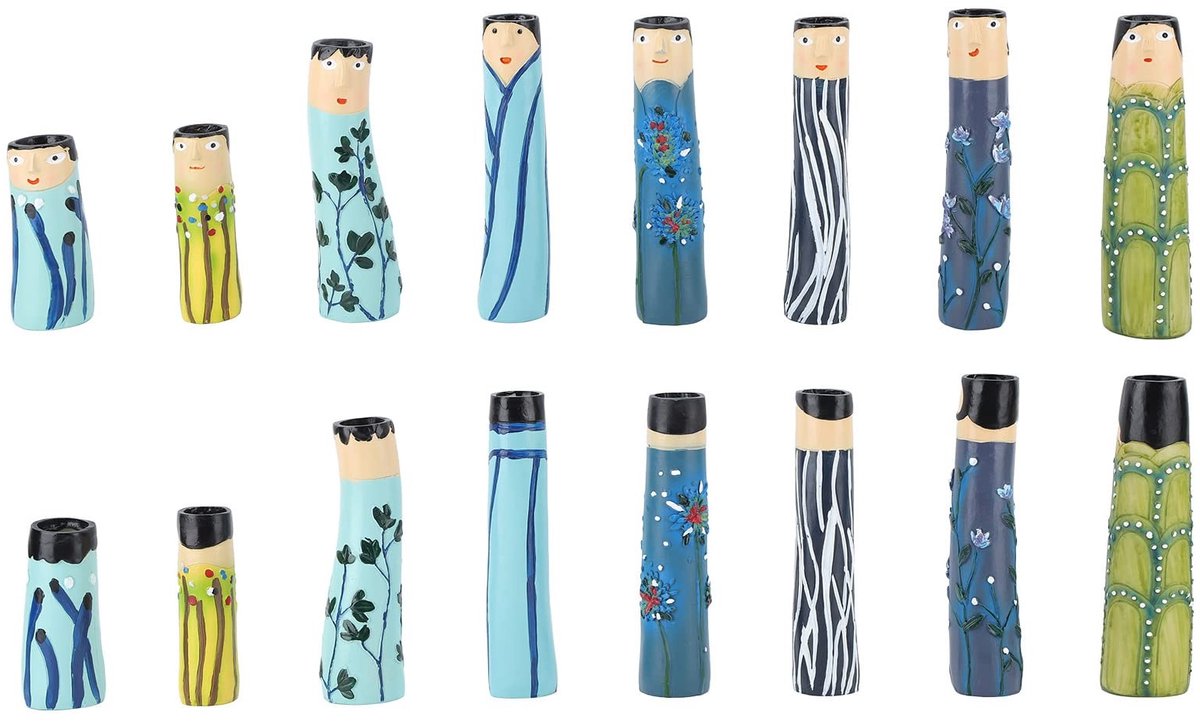 Omgoods - Set van 8 Decoratieve Vazen met Romantische Gezichtsontwerpen