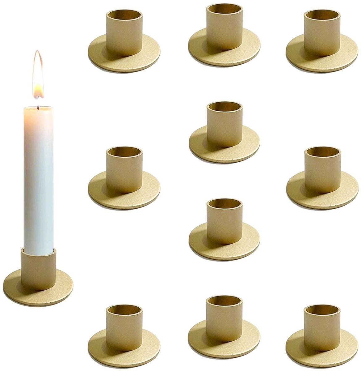 Omgoods - Set van 10 Gouden Kaarsenhouders voor Tafel en Decoratie