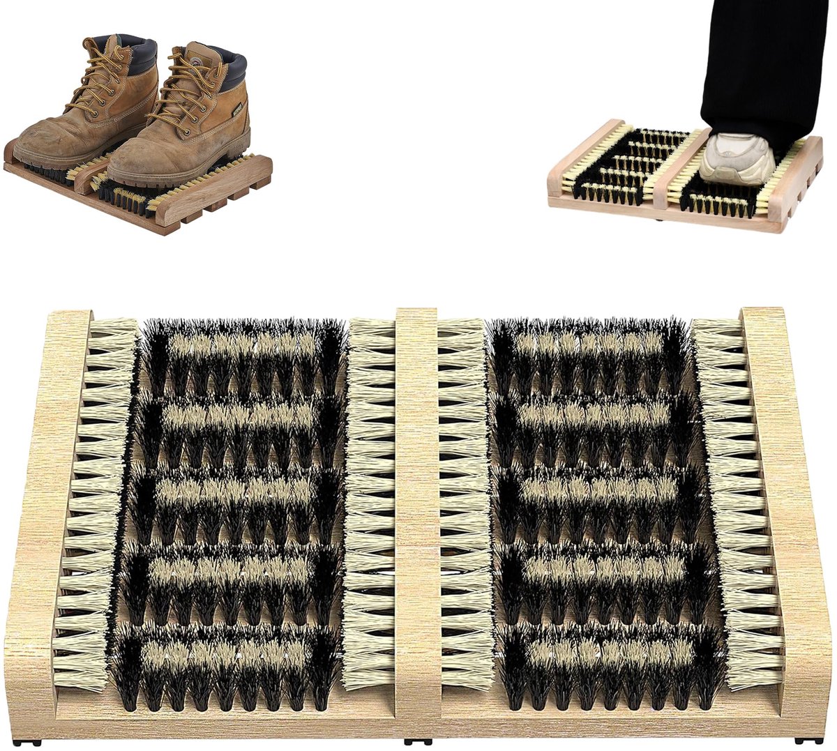 Omgoods- Schoen Smeermiddel Duurzaam Hout - Schoenpolijst - Antislip - Buitenreiniging - Vloermatten - 36 x 26 x 15 cm - Schoenreiniger