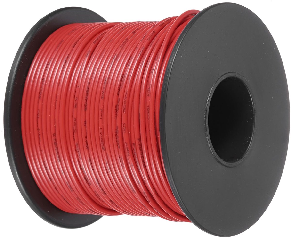 Omgoods - 22AWG Stranded PVC Verbindingdraad - 50m Rood Geïsoleerd Koper