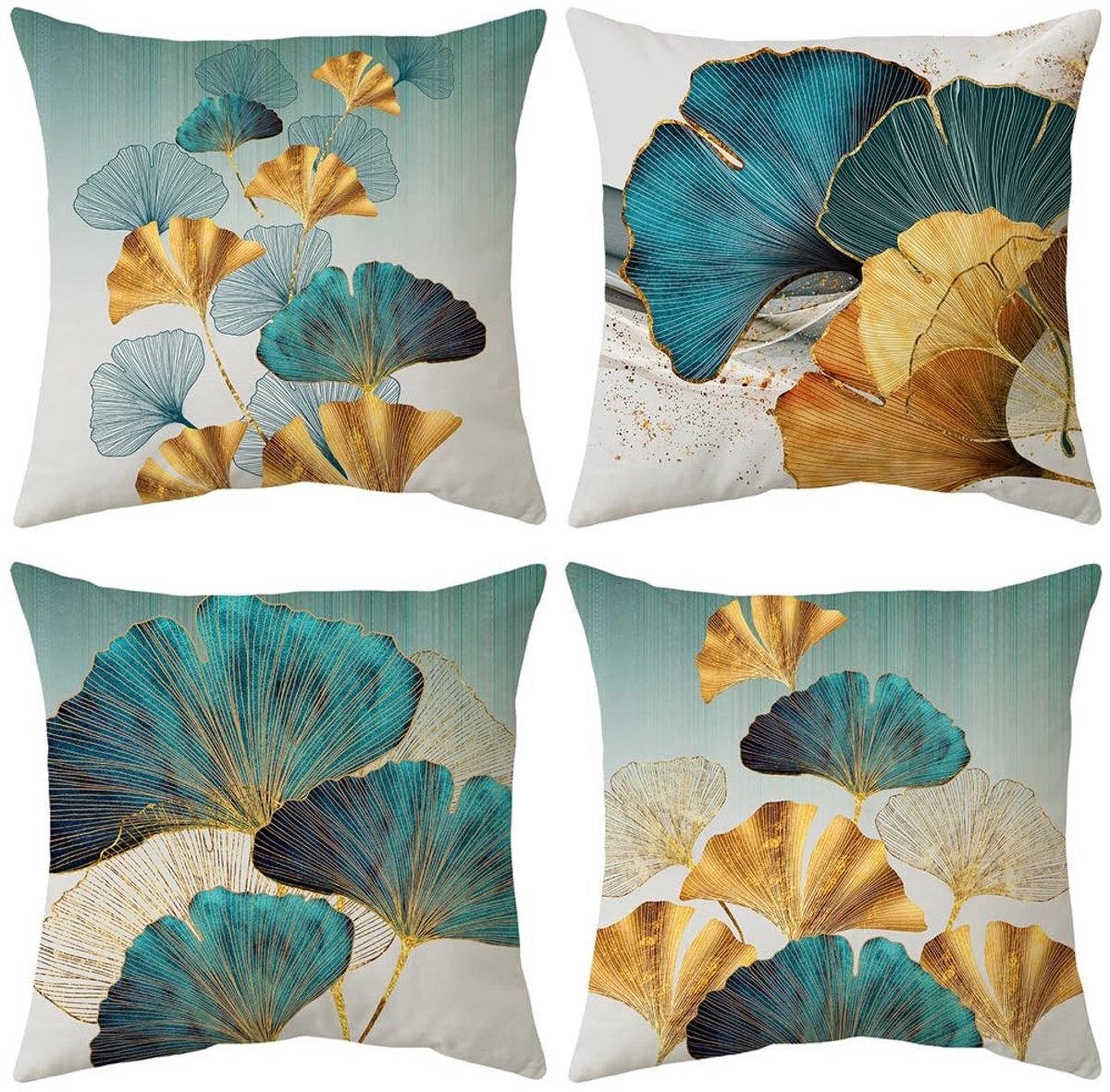 Omgoods - Set van 4 Unieke Kussenhoezen 45 x 45 cm