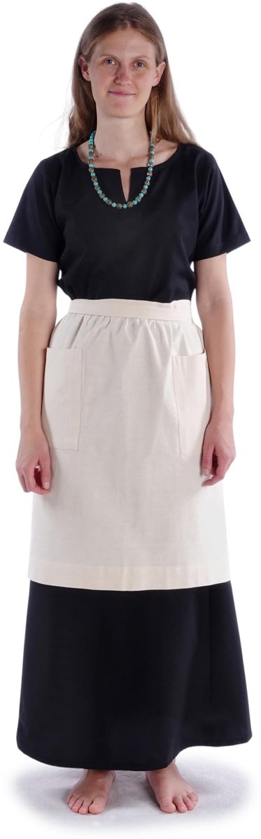 Omgoods - Dames Schort Medium Lengte met 2 Pocket - 100% Katoen in Beige