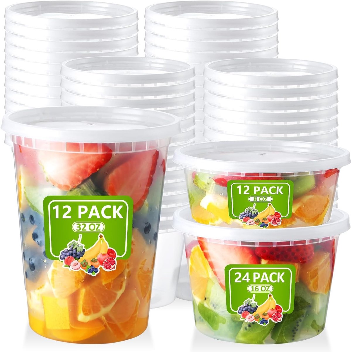 Omgoods - Set van 48 Plastic Voedselcontainers met Deksel - Herbruikbaar en Magnetronbestendig