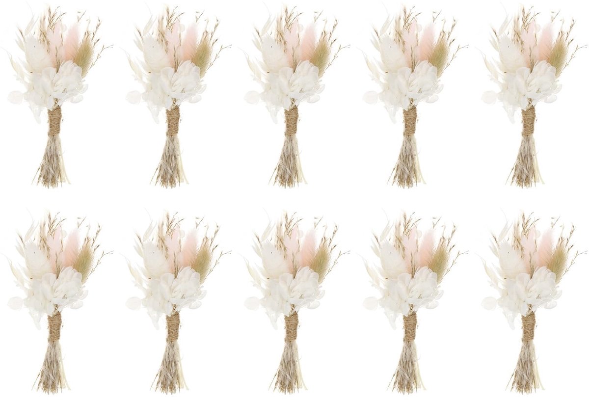Omgoods - Mini Boeket Gedroogde Bloemen 10 Stuks voor Decoratie in Roze