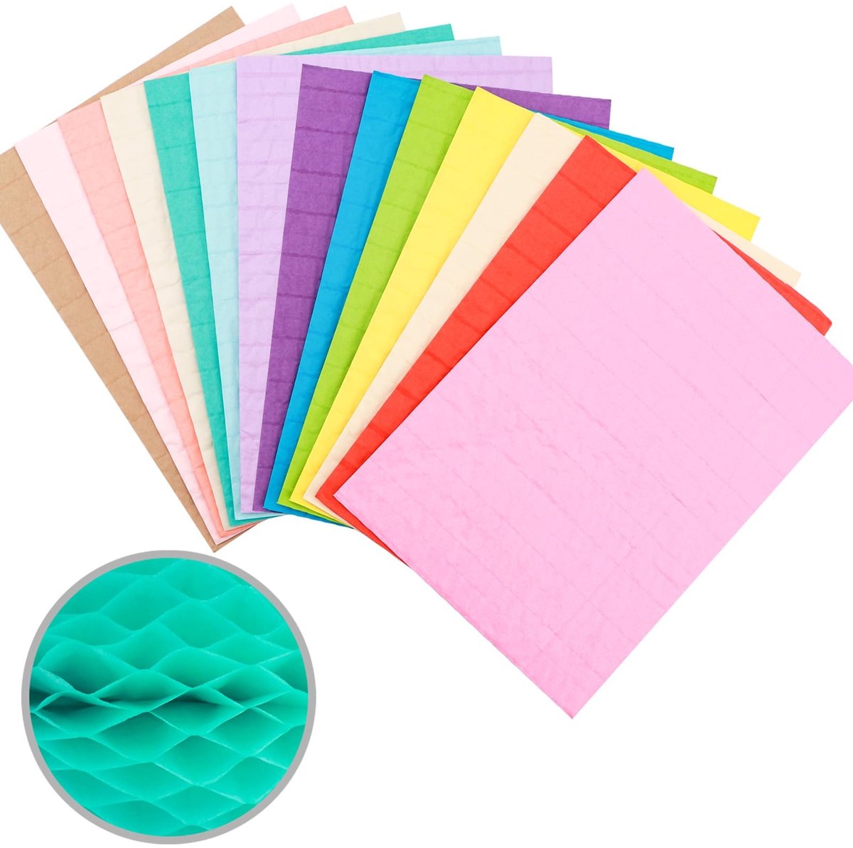 Omgoods - 14 Kleurige Honingraat Papier Craft Pads voor Creatieve Projecten