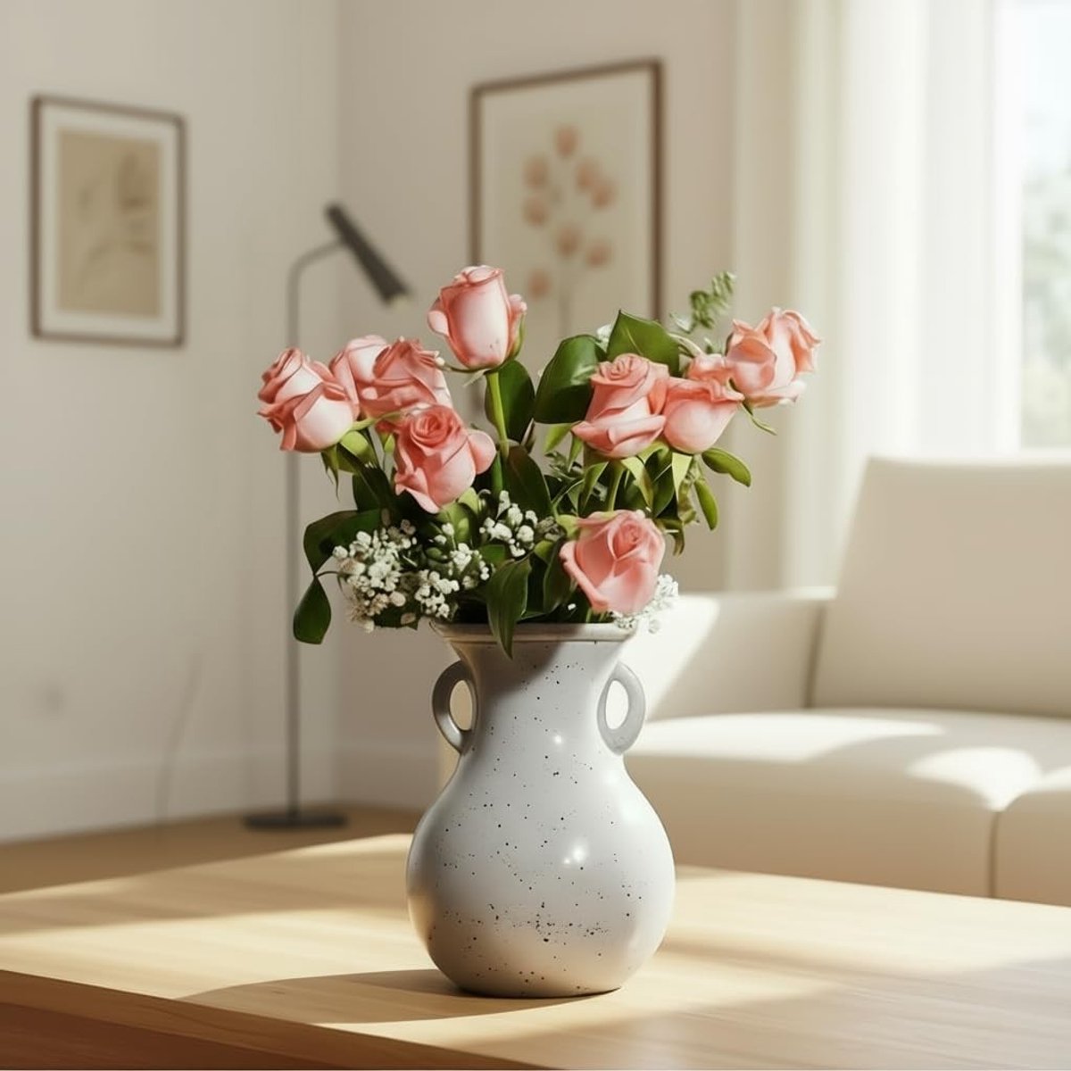 Omgoods - 20 cm Heldere Glazen Bloemenvase met Dubbele Handvatten