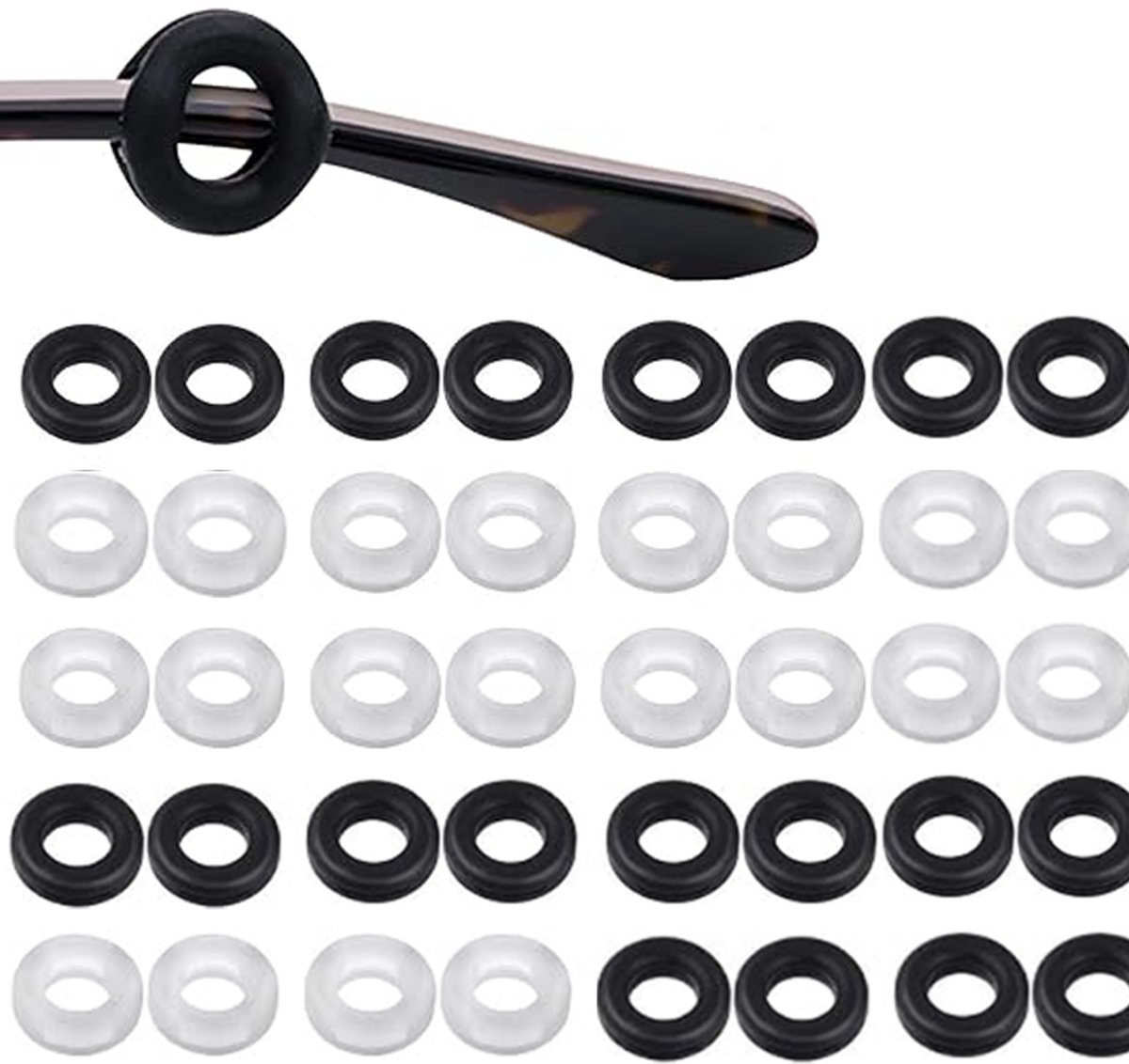 20-delige set - Antislip brillenhouders - Antislip brillenhouders - Bevestiging - Zwart/Wit - 13,5*4,5 mm - Brilhaakjes - Brilaccessoires - Antislip siliconen houders - Compact - Geschikt voor diverse gelegenheden