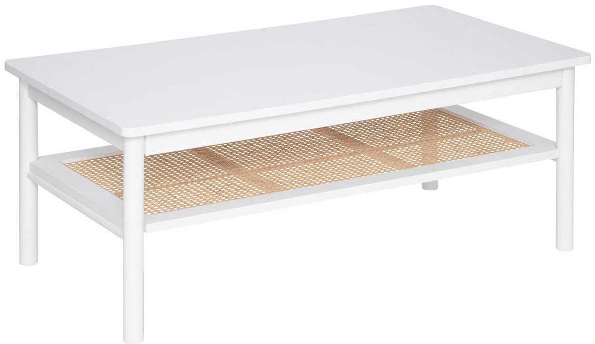 Atmosphera Créateur d'intérieur® Salontafel met twee niveaus en plank, rotan, CABRAS Blanc