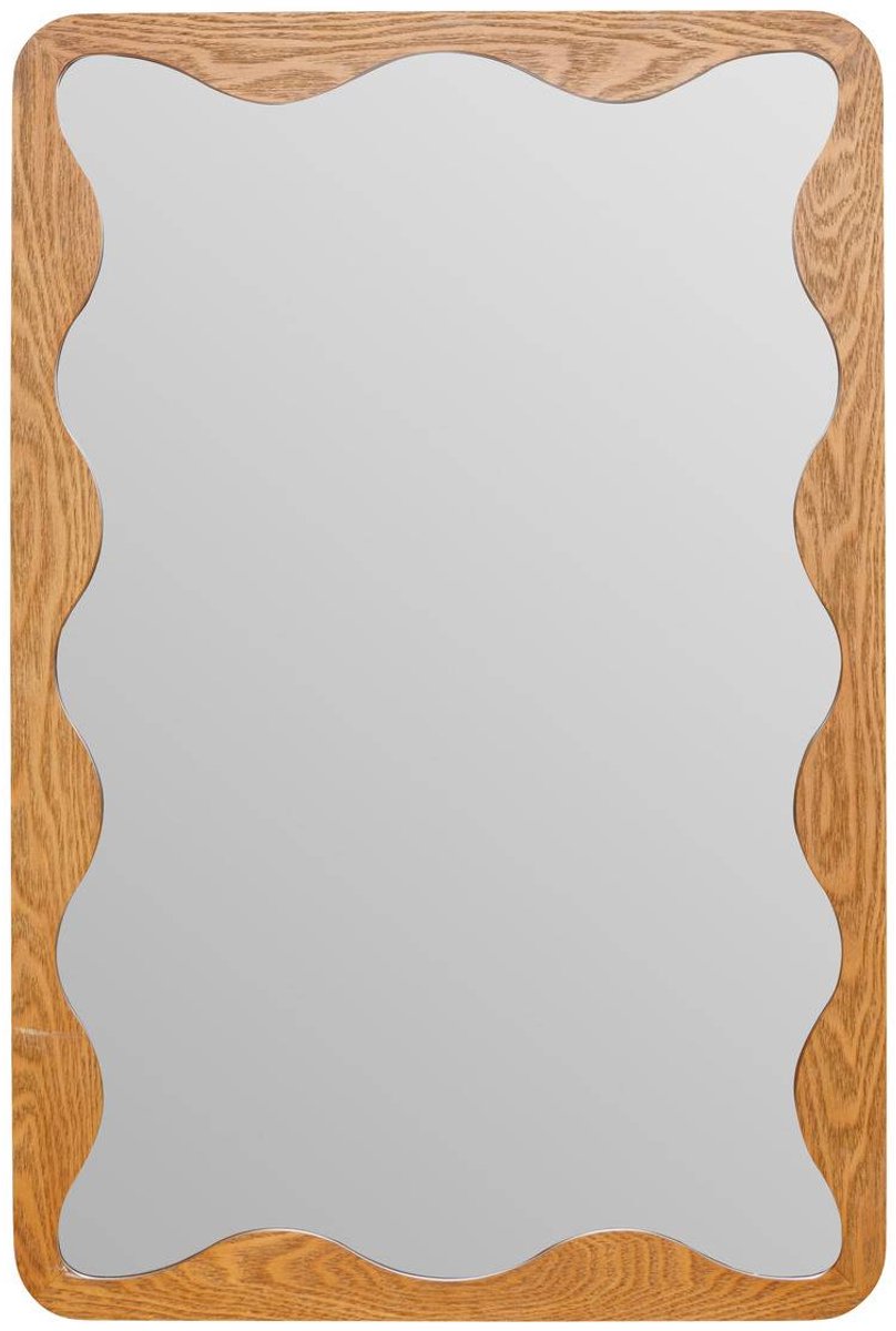 Rechthoekige wandspiegel met houten lijst met golfmotief TINNY