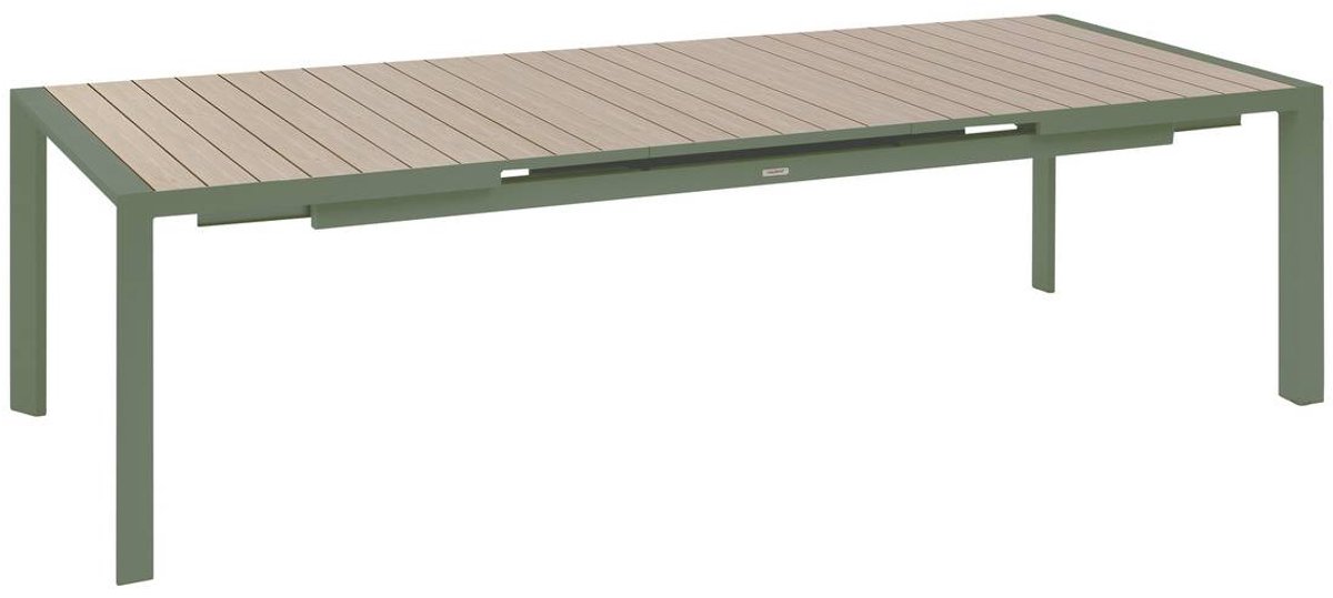 Uitschuifbare tuintafel voor 10 personen van aluminium met houteffect ÉVASION