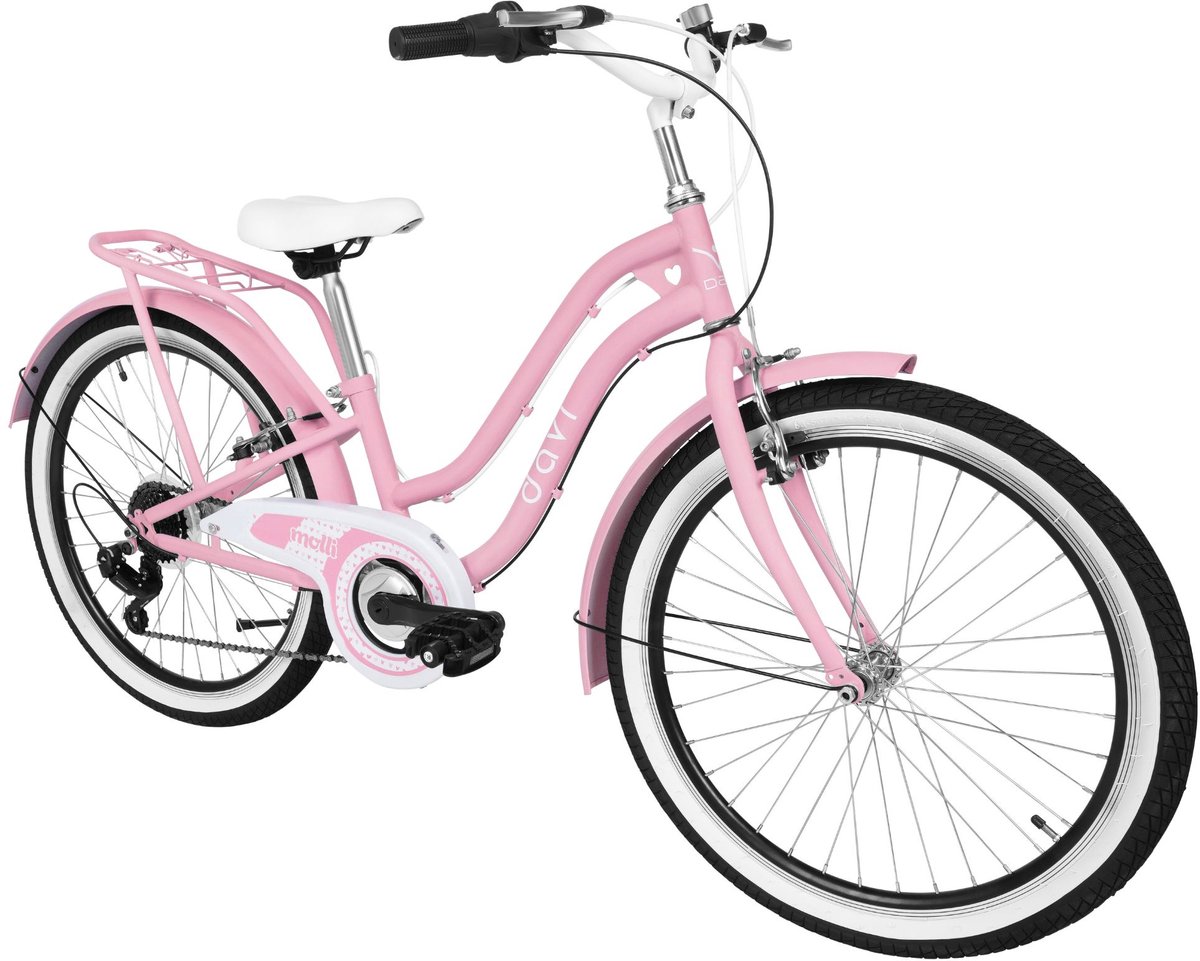 Davi Molli – Kinderfiets – 24 inch – 7 versnellingen – Shimano – V-brake – 130-165 cm – Roze – Meisje