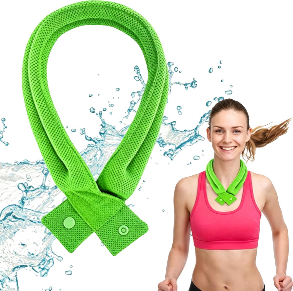Verkoelende nekband/hoofdband - Verkoelende Nekband Geschikt Voor Dames & Here - Koelsjaal - Herbruikbaar & Wasbaar - Opvliegers - Koelring Geschikt Voor de nek - Koelband Geschikt Voor Nek bij Hitte - IJsring Geschikt Voor de nek - groente