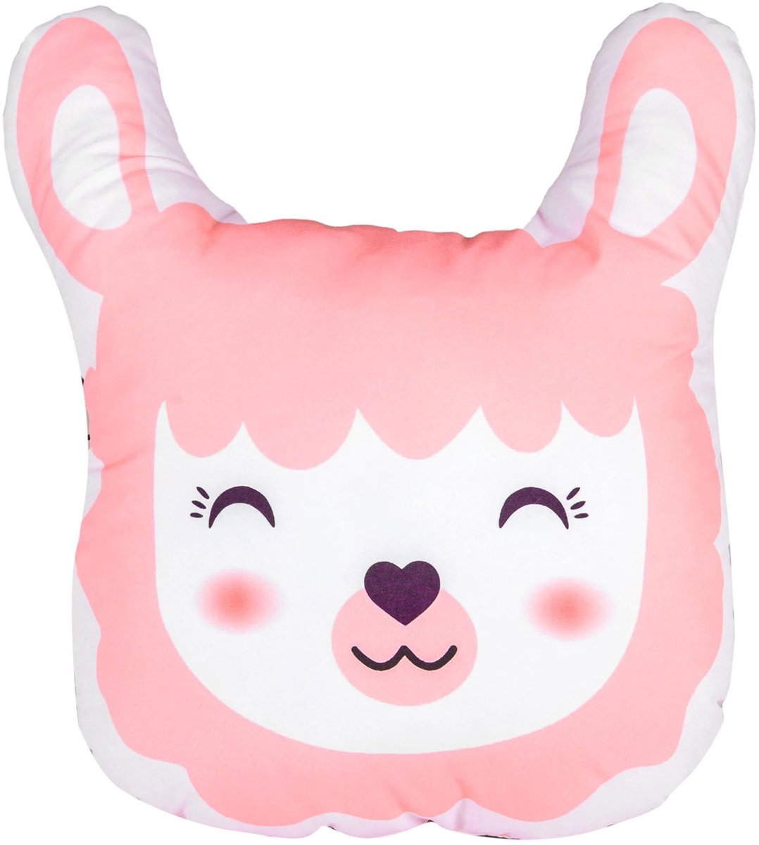 Alpaca - Kinderkussen / Knuffelkussen - Figuurvorm - Roze - Dubbelzijdig Bedrukt