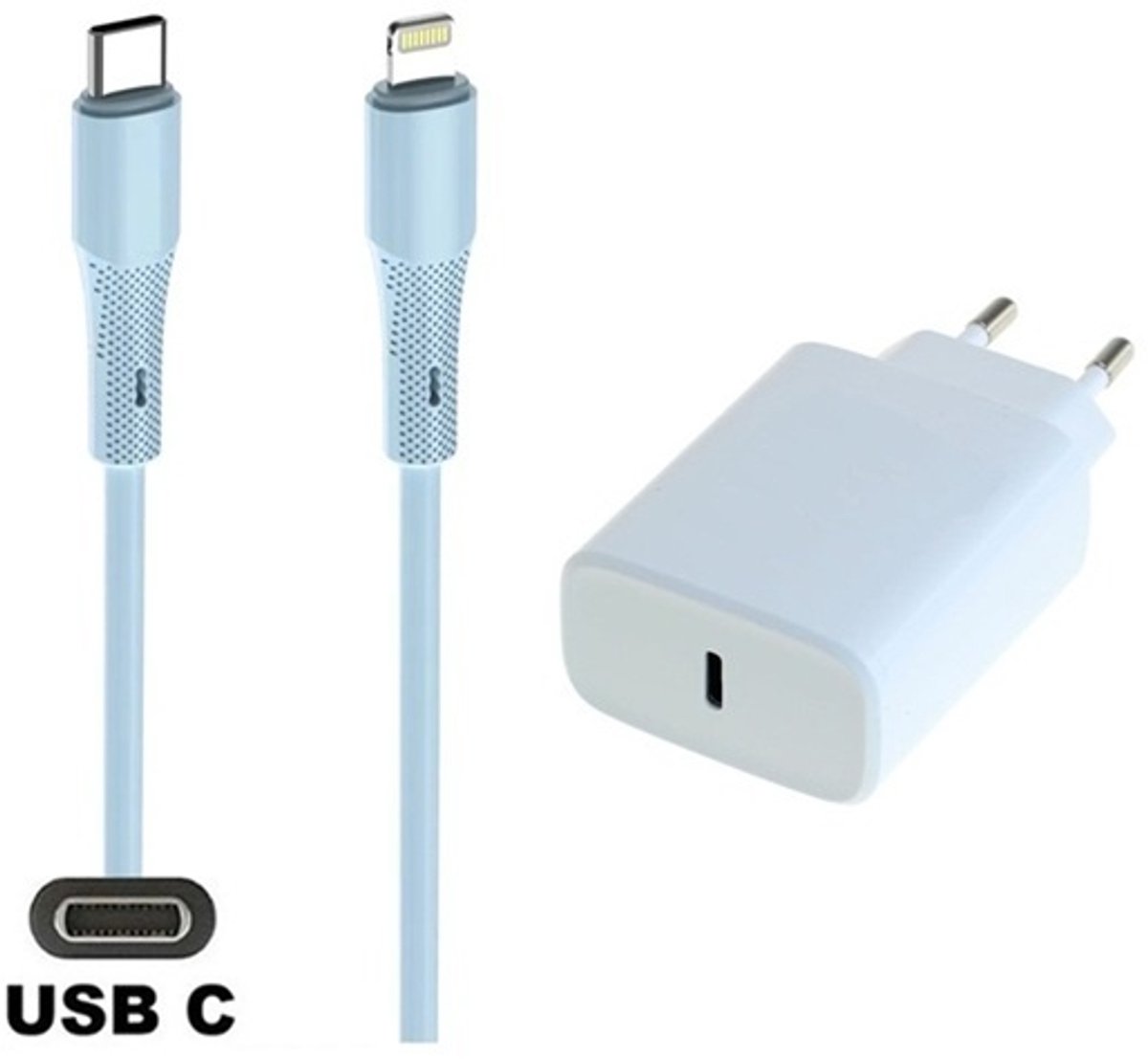 OneOne 20W snellader en screenprotector van glas voor iPhone 13 Pro Max en iPhone 14 Plus + 1,0m USB C naar Lightning kabel. PD lader. Universele oplader adapter. Glazen screenprotector past op Apple iPhone 13 Pro Max & iPhone 14 Plus