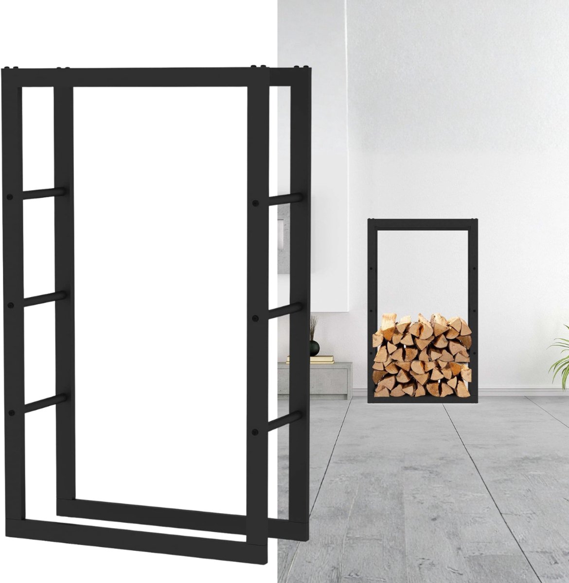 Zavio® Haardhoutrek Buiten - Houtopslagrek Outdoor - Droog Hout Opslaan -Zwart