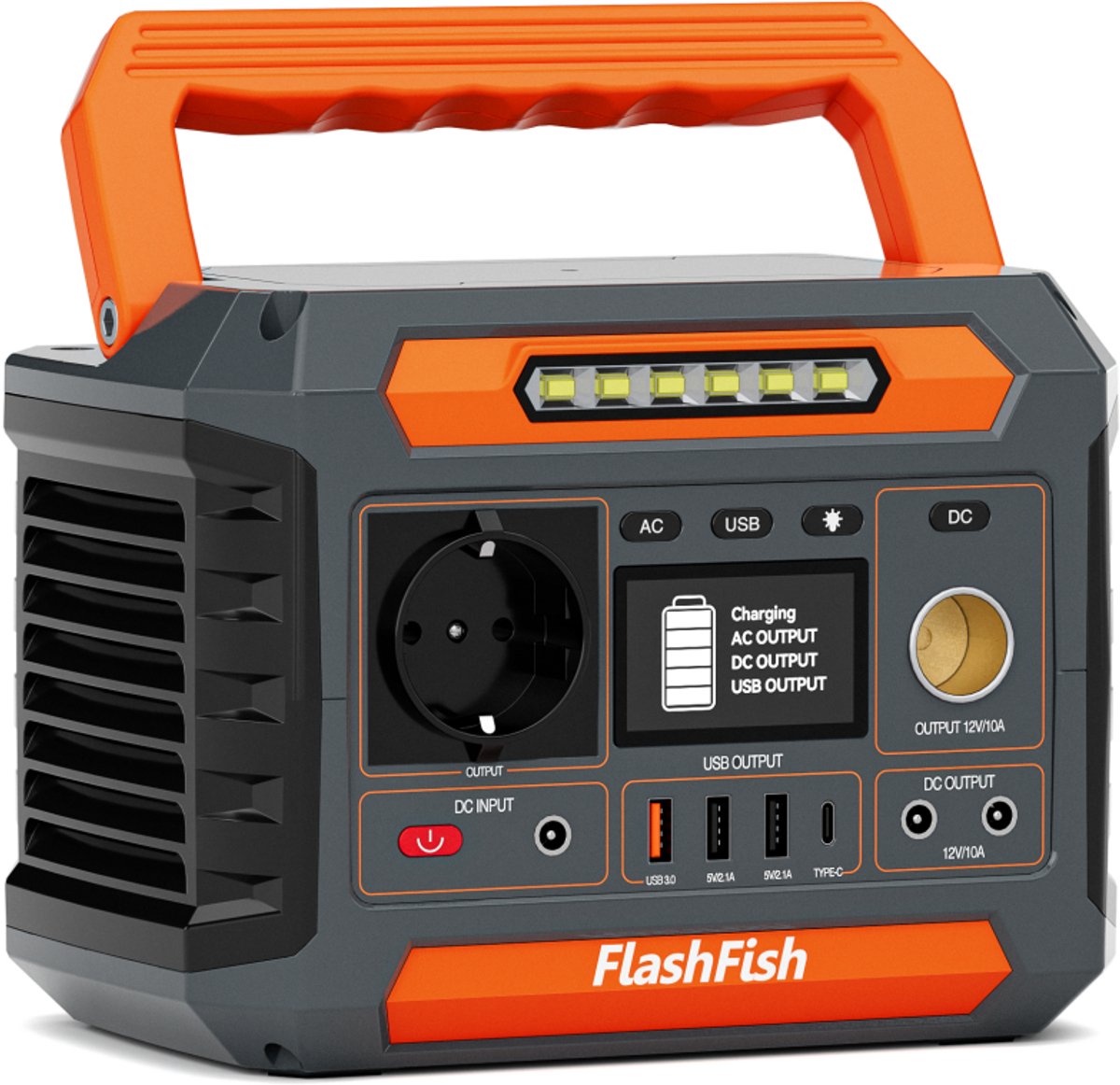 FlashFish P66A - Draagbare Powerstation - Powerstations - 200W - 144.3Wh - 39000mAh - Lithium-ionbatterijen - USB &Type-C - 1xQC - DC - Voor Camping & Outdoor