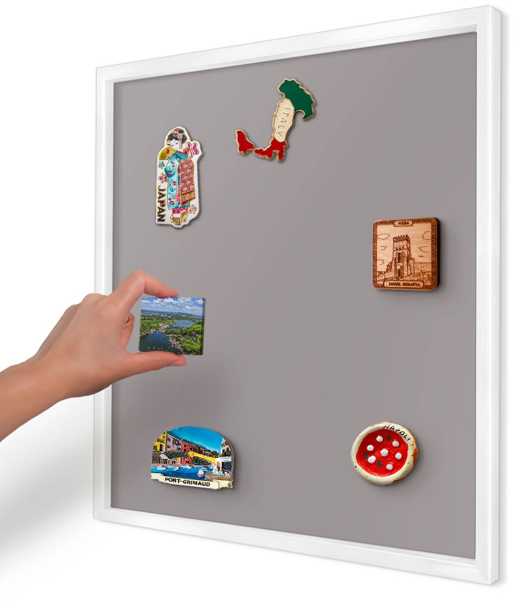 Artprintcave Paars Magneetbord mit Witte Lijst - 50x50 cm - Asgrijs Magnetische Organizer - Minimalist Memobord Keuken - Achtergronden En Patronen