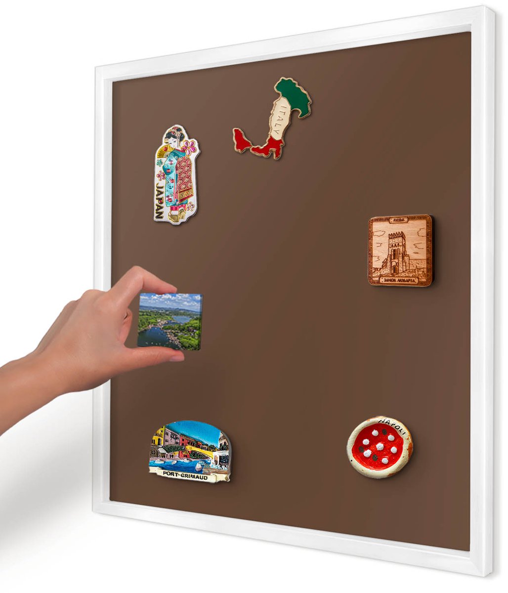 Artprintcave Bruin Magneetbord mit Witte Lijst - 50x50 cm - Kastanjebruin Magnetisch Bord - Minimalist Magneet Bord mit Frame - Achtergronden En Patronen