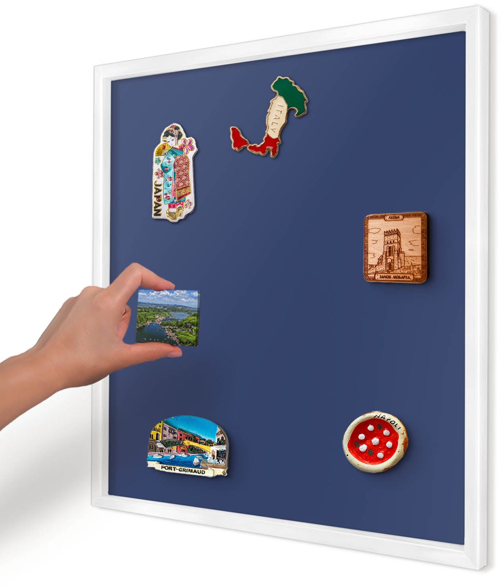Artprintcave Marine Magneetbord mit Witte Lijst - 50x50 cm - Levendig Marineblauw Magneetbord Voor Keuken - Minimalist Magneet Bord mit Frame - Achtergronden En Patronen