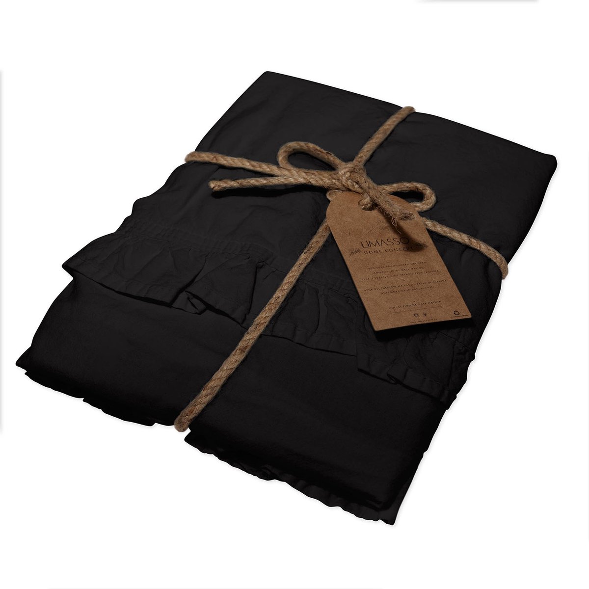 Katoenen Sierkussensloop met Roesjes - 40x40 cm - Set van 2 - Zwart - 100% Katoen - Met Hotelversluiting