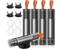 Veiligheidshamer - 4 stuks - Noodhamer Auto - autoruitbreker - gordelsnijder noodhamer - Met Testglas & Zelfklevende Houder - voor auto noodgevallen - grijs