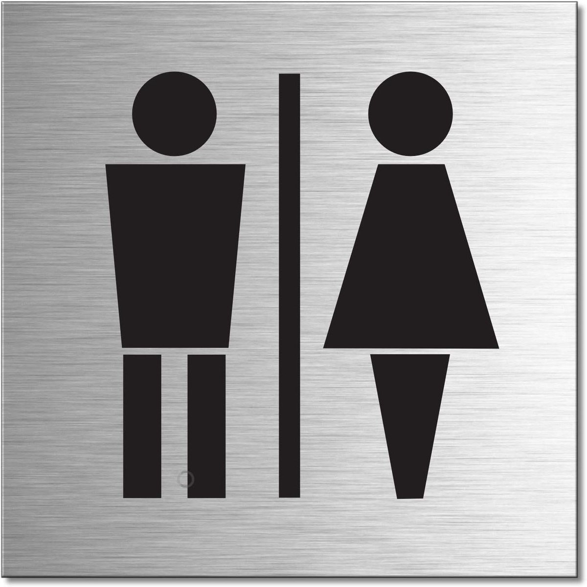 WC Bordje - Deurplaatje Toilet - Aanduiding Deur - Zelfklevend Aluminium - 120 x 120 mm - RVS look