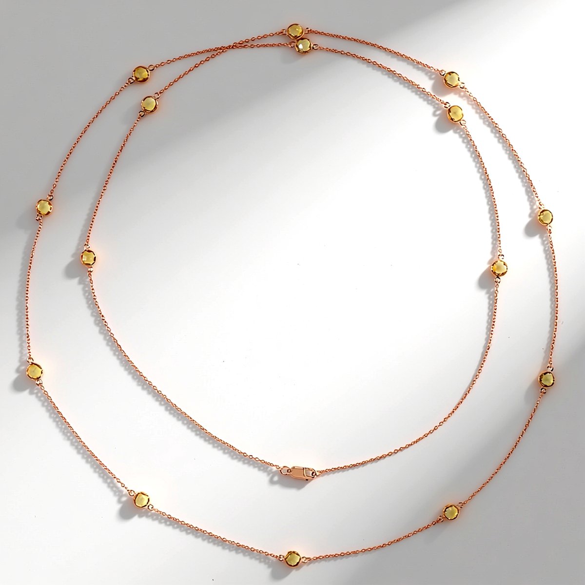 Cavill - Halsketting 925 Sterling Zilver Roségoud Verguld - 8,1 Ct Brandy Citrien Dambordgeslepen - Elegante Ketting Dames Braziliaanse Edelsteen