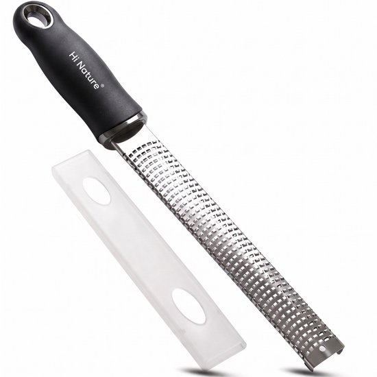 HI NATURE™ Premium Rasp zester - Handrasp lang- Citroenrasp - Kaasrasp - Gemberrasp - Knoflookrasp | Roestvrij staal Zwart