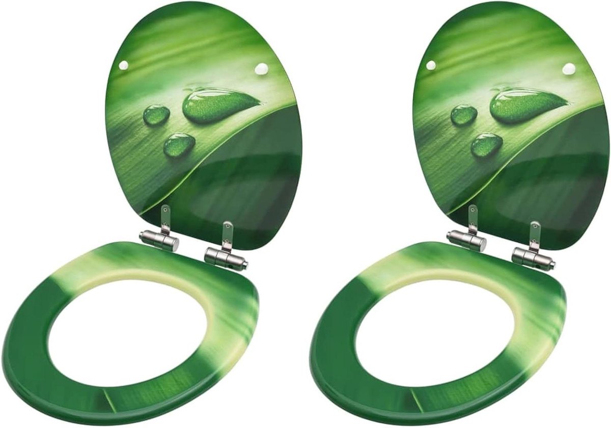 Toiletbril - WC-bril Deksel - Badkamer Opfrissen - Soft-close Mechanisme - Universeel - Groen Waterdruppel
