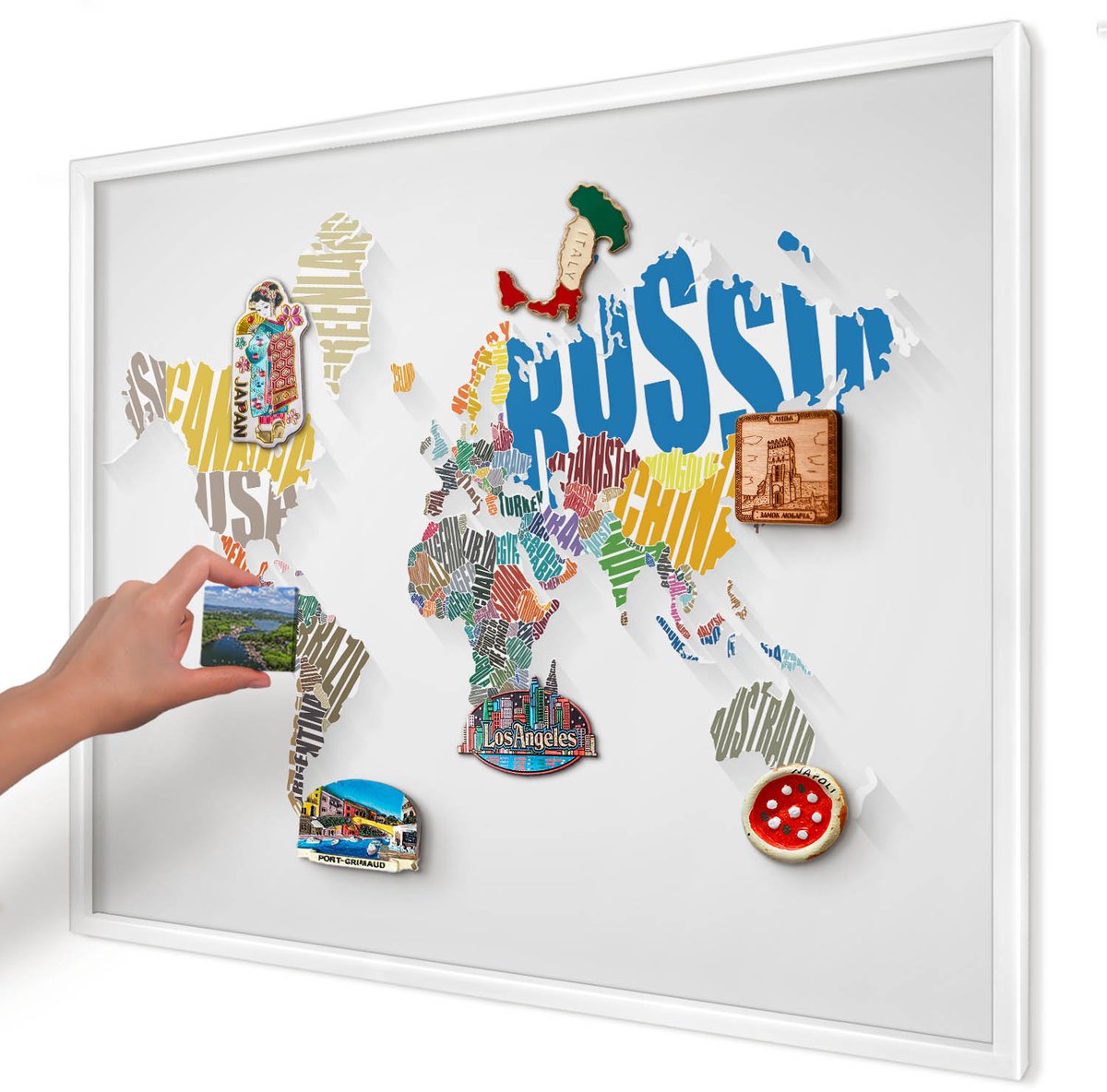 Artprintcave Wit Magneetbord mit Witte Lijst - 80x60 cm - Kleurenkaart Notitiebord - Abstract Wandbord Magnetisch - Kaarten