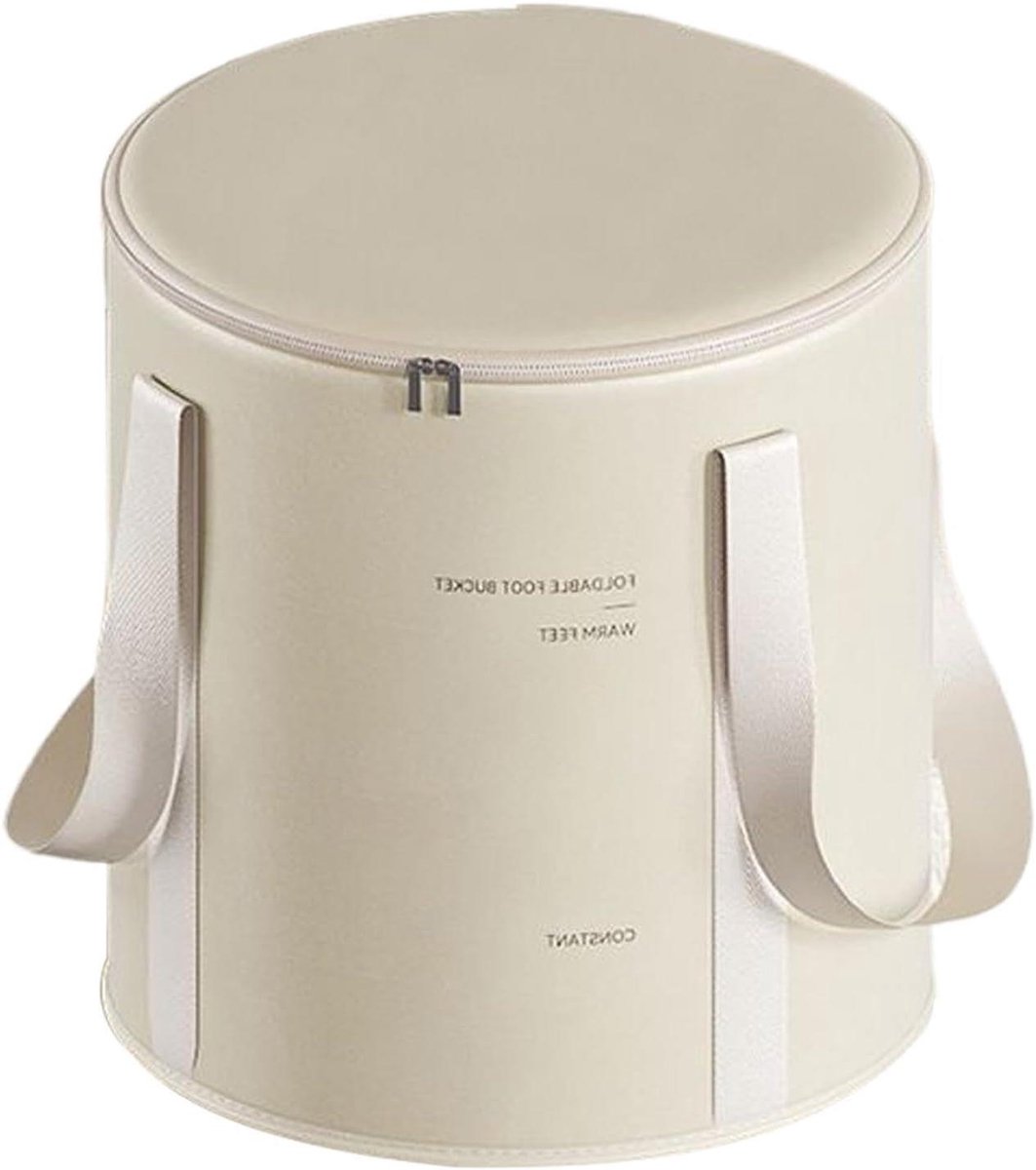 Voetenbad - Voetenemmer Opvouwbaar - Voetmassage Ontspanning - Verbeterde Isolatie - 32 x 32 x 37 cm - Beige Geel