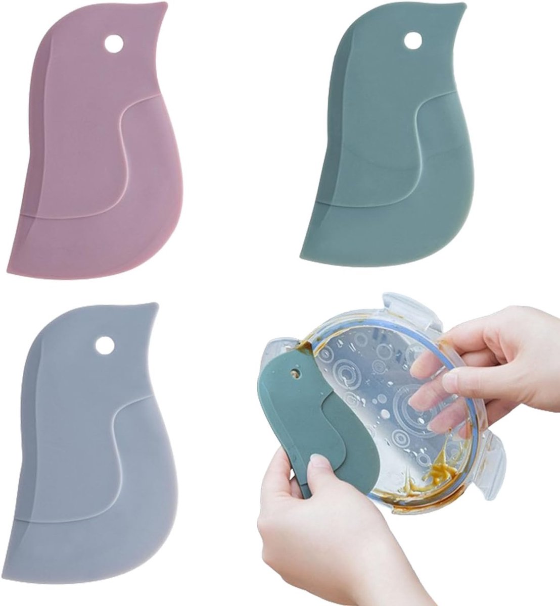 SnelShoppen - Silicone Pan Scraper Set van 3, Multifunctionele Pannenspatels voor Koken, Zachte en Duurzame Silicone, Niet-Giftig, Ideaal voor Keuken