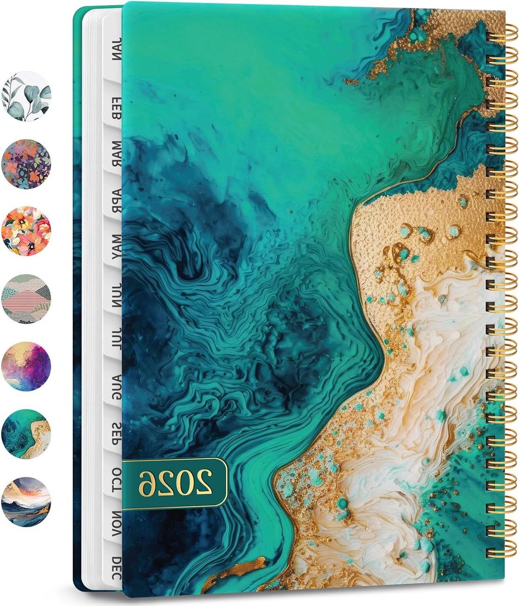Agenda 2026 - Planner Dagboek - Jaar Plannen - Maandelijkse Tabbladen - A5 formaat - Oceaan Blauw