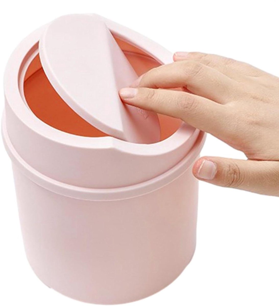 Mini Prullenbak - Tafel Afvalbak - Bureau Opruimen - Geurwerend Klapdeksel - 16.5 cm - Roze