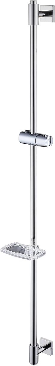 SnelShoppen - Douche Rail 120 cm met Zeepbakje, RVS, SUS304, Verstelbare Douche Rail met Douchkop Houder, Chroom, H811-120HC