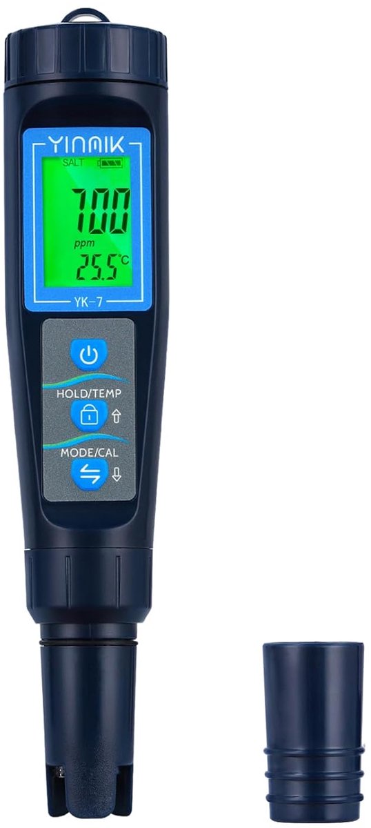 pH en zoutmeter digitaal 5-in-1 - LCD-display - automatische temperatuurcompensatie - ideaal voor zwembad - SnelShoppen