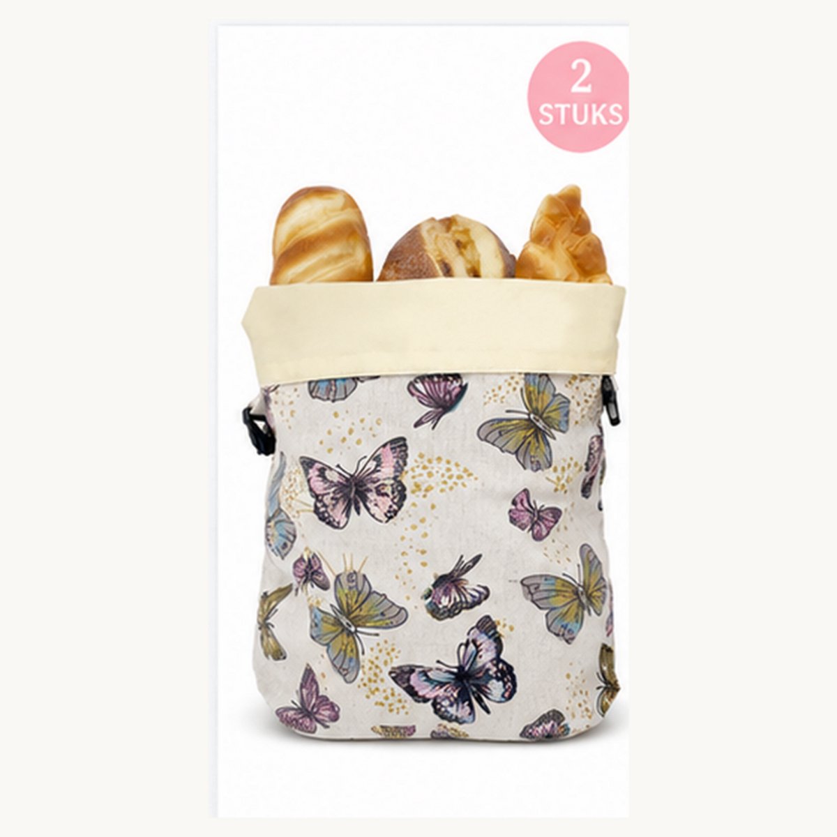Bobypet - Katoenen Broodzak met Bijenwas - 2 Stuks - Herbruikbare Vershoudzak voor Zuurdesem Brood XL 43x33 cm -kleurrijk