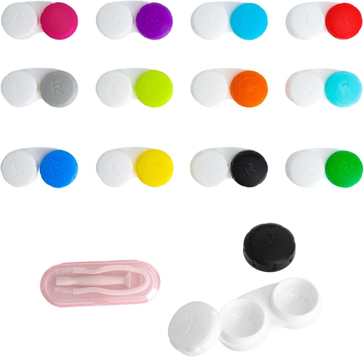 Contactlenshouders 24 stuks - Gekleurde opslagdozen - Inclusief lensapplicators - Ideaal voor thuis en reizen - ShopVlot