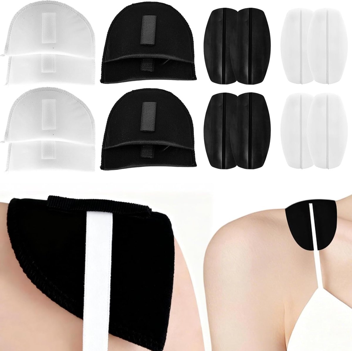 8 Pairs of Shoulder Pads for Suits and Shirts - 1.5 cm Non-Slip and Breathable Sponge Pads, Includes Bra Carrier Pads - ShopVlot