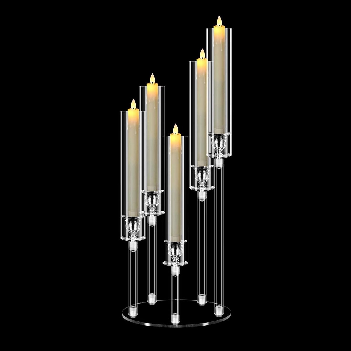 SnelShoppen - 1-Piece Acryl Kaarsenhouder 58cm Hoog, 5-Armed Kristalheldere Tafelcentrepiece voor Bruiloft, Feest, Kerstdecoratie