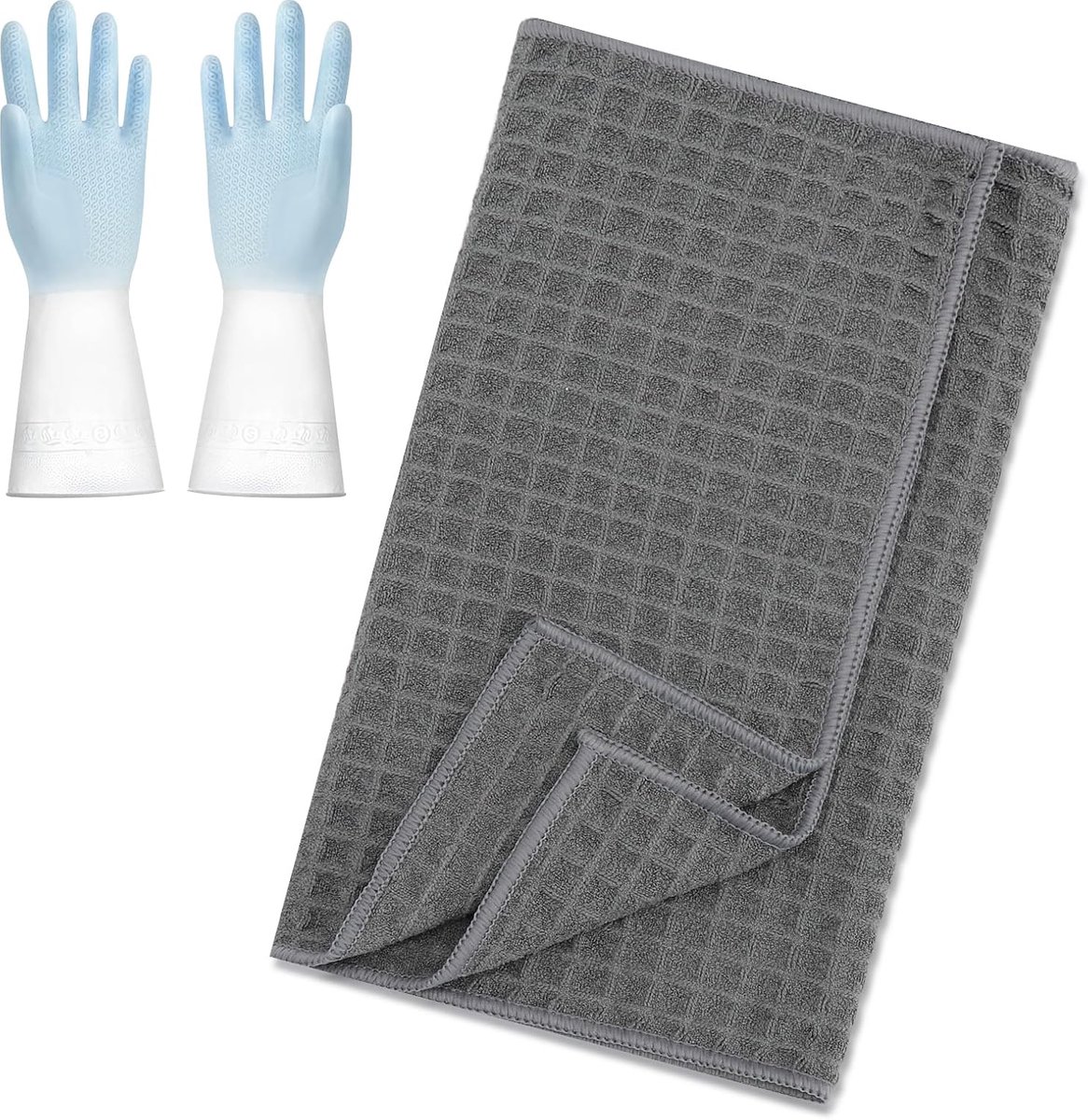 SnelShoppen - Barista Pack van 6 Microvezeldoeken voor Keuken, Vaatdoek, Wasbare en Herbruikbare Wafeldoeken, 30 x 30 cm, Donkergrijs, Ideaal voor Ram