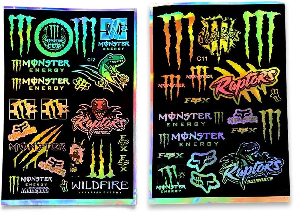 SnelShoppen - Set van 2 Klassieke en Laser Stickers voor Motorfiets, Fiets, Helm, Auto - Reflecterende Vinyl Stickers voor DIY Decoratie, Kinderen, Ti