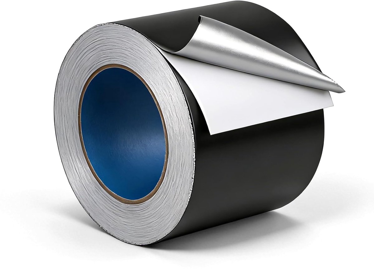 SnelShoppen - Zwart Aluminium Tape 100mm x 50m - Zelfklevend, Thermisch en Waterdicht, Isolatie Tape voor Buizen, Stoombeveiliging, Hoogwaardige Hecht