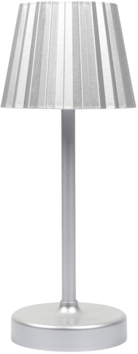 Home Deco Factory Portable tafellamp LED - zilver - touch - 26 cm - batterij - binnen / buiten