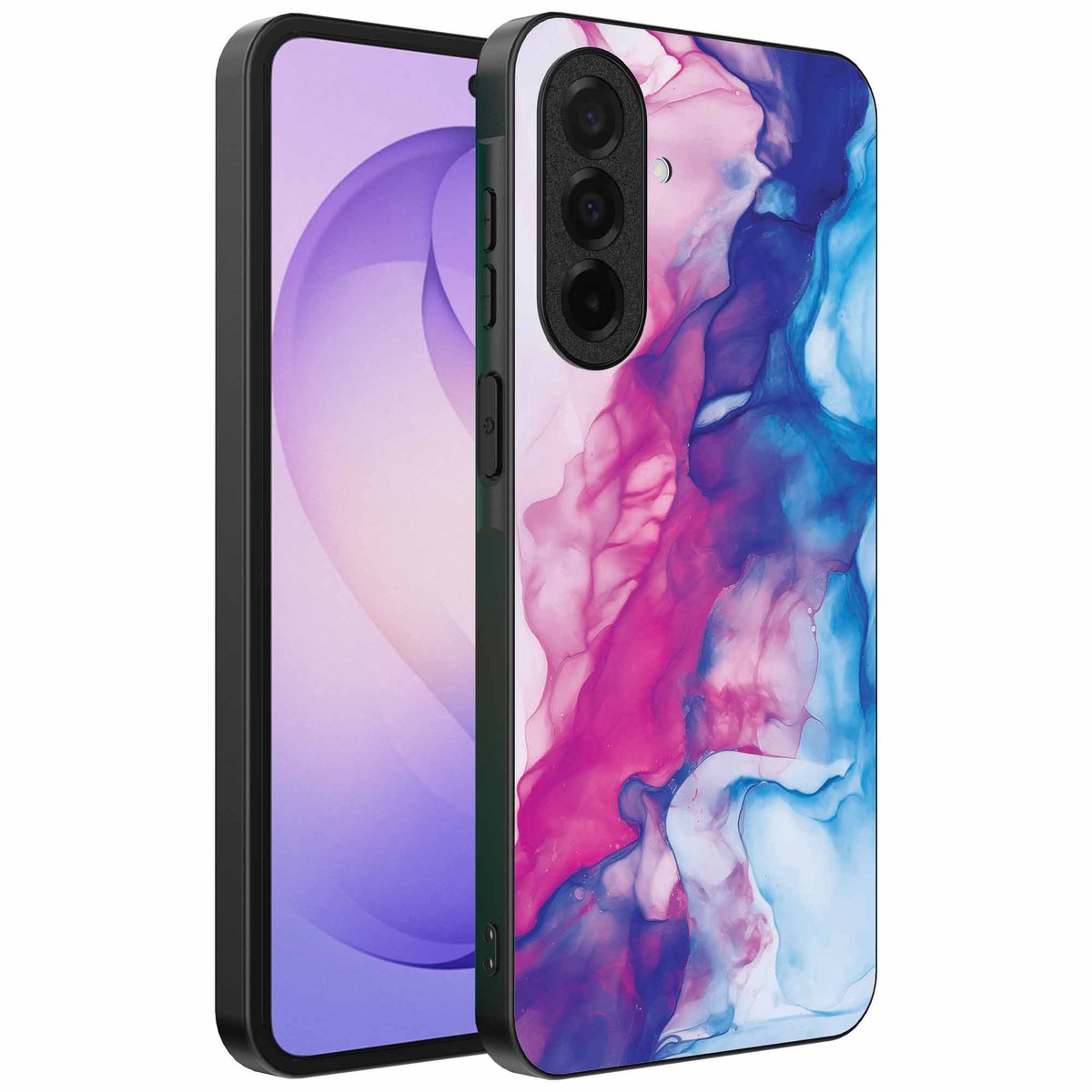 Geschikt voor Samsung Galaxy S26 Telefoonhoesje met Roze Blauw Marmer Opdruk - TPU Backcover Case Rose Blue Marble Design - Smartphonica geschikt voor Samsung Galaxy S26