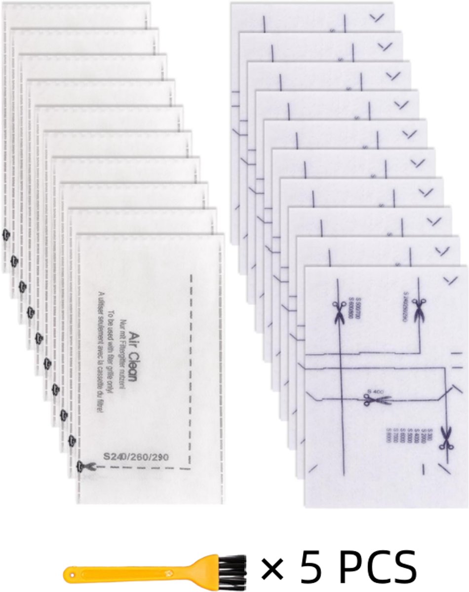Filterset geschikt voor Miele Stofzuiger – 10x AirClean Filter + 10x Motorfilter – Complete C1 C2 C3, Compact C1 C2, Classic C1 – incl. 5 Reinigingsborstels