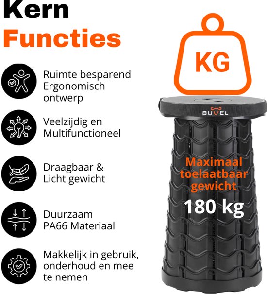 Buvel Opvouwbare kruk - Kruk - Krukje - Campingstoel - Inklapbaar - Telescopisch - Visstoel - Voetensteun - Blauw van Merkloos — afbeelding 3