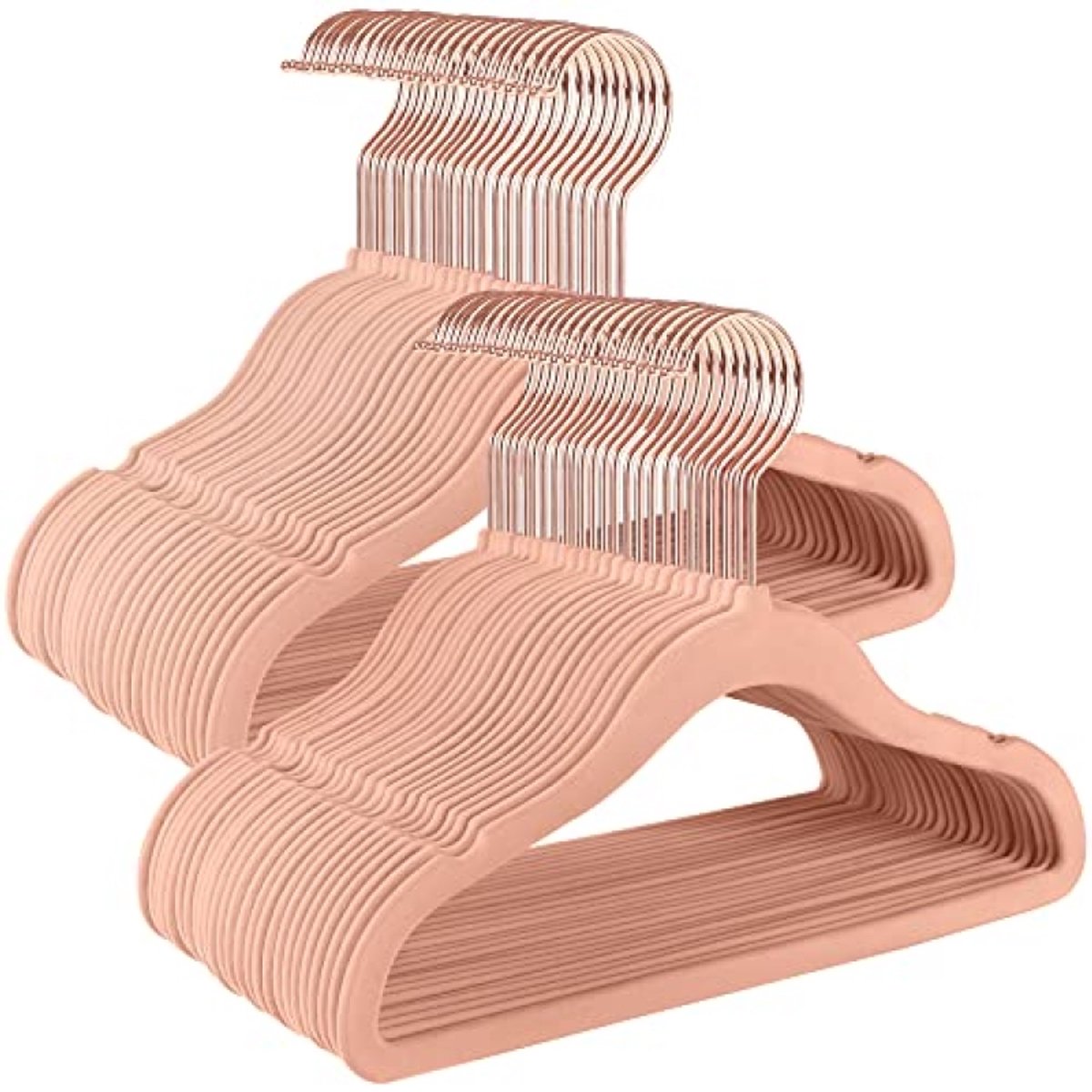 Huis Geluk kinderkledinghangers set van 50 stuks, fluweel, antislip, 360° draaibare haak, ruimtebesparend, voor baby- en kinderkleding, lichtroze, 30 x 20,5 cm