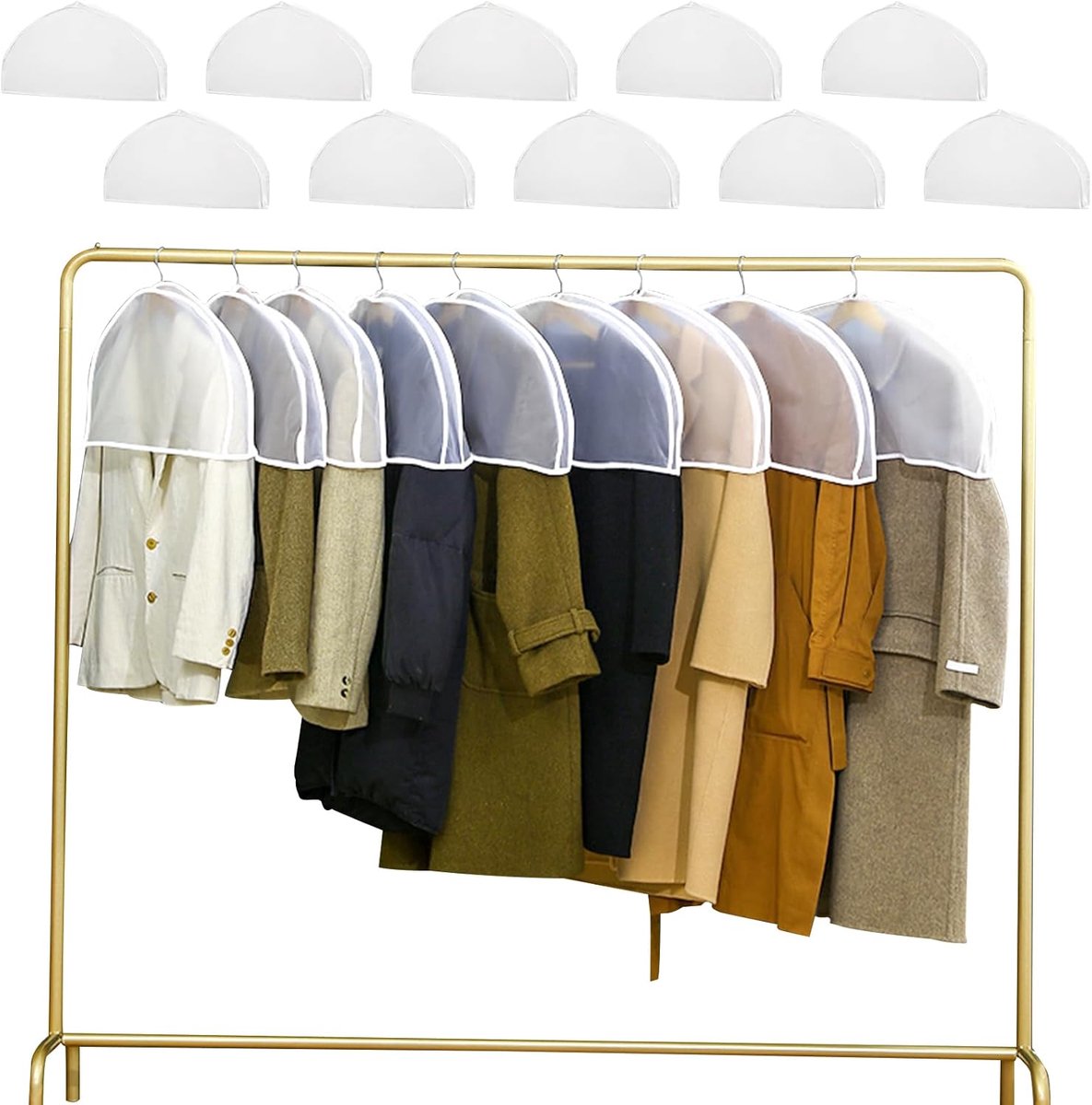 SnelShoppen - 10 Stuks Kleding Beschermhoezen 60x30cm Wit - Schouder Covers voor Kostuums, Jassen, Garderobe Opslag - Eco-vriendelijk, Waterdicht, Sto